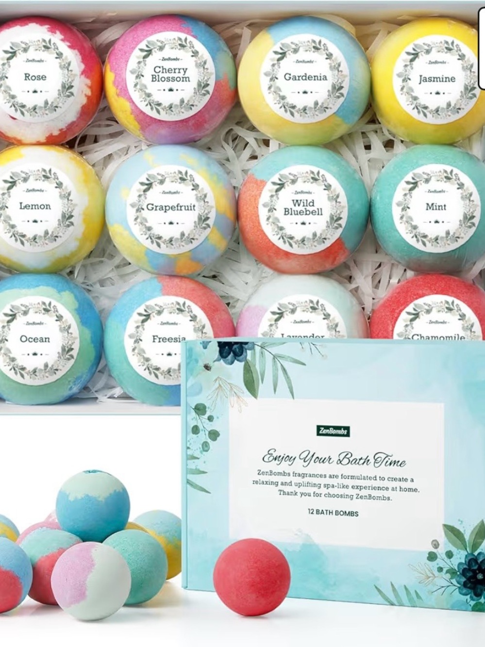 12-Pack Assorted Scented Bath Bomb Set - Multicolor